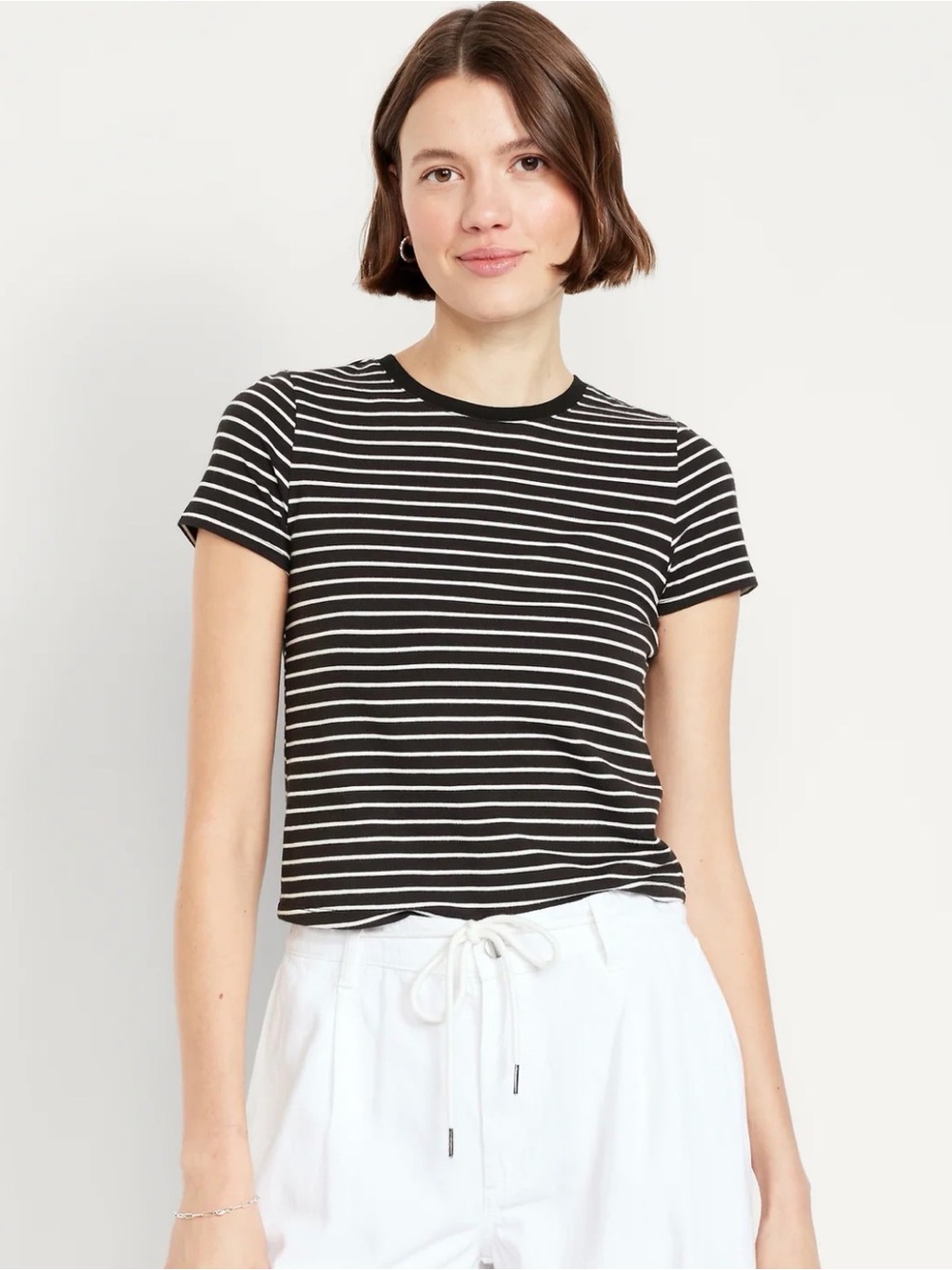 Old Navy Black and White Striped Tee